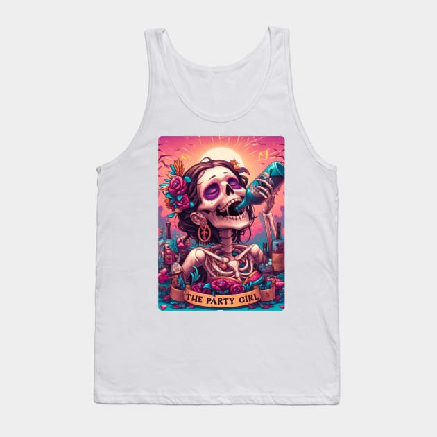 "The Party Girl" Skeleton Tarot Card Tank Top by FlawlessSeams